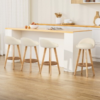 Artiss 4x Padded Leather Bar Stools Wooden Beige