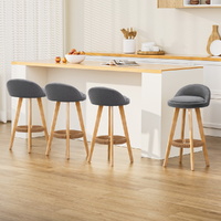 Artiss 4x Padded Linen Bar Stools Wooden Grey