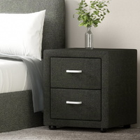 Artiss CADEN Bedside Table 2 Drawers Fabric Charcoal