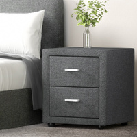 Artiss CADEN Bedside Table 2 Drawers Fabric Grey