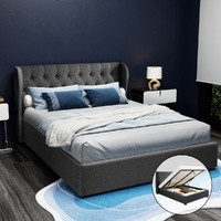 Artiss ISSA Queen Bed Frame Gas Lift Storage Charcoal