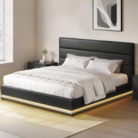 Artiss LUMI King Bed Frame LED Gas Lift Black