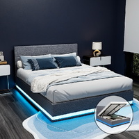 Artiss LUMI Queen Bed Frame LED Gas Lift Grey