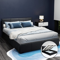 Artiss NINO Queen Gas Lift Bed Frame Black