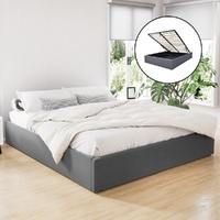 Artiss TOKI King Size Gas Lift Bed Frame Grey