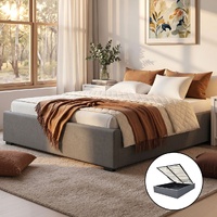 Artiss TOKI Queen Size Gas Lift Bed Frame Grey