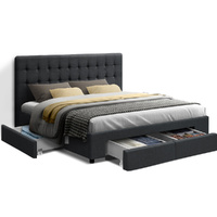Artiss AVIO Queen Bed Frame 4 Drawer Storage Charcoal