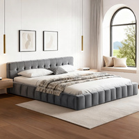 Artiss King Bed Frame Grey Velvet Plush Headboard Platform