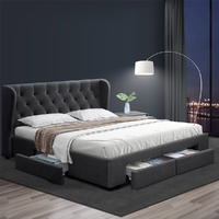 Artiss MILA King Bed Frame Charcoal 4 Drawers Storage