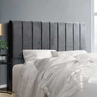 Artiss VELA Queen Headboard Grey Velvet Bed Head