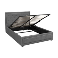 Artiss TIYO Double Bed Frame Grey Gas Lift Storage