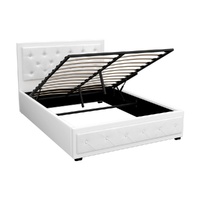 Artiss TIYO Double Bed Frame White Gas Lift Storage