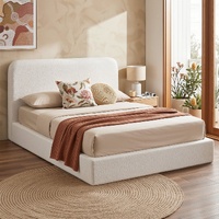 Artiss SOLIS Queen Bed Frame Boucle Fabric White