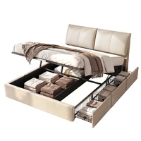 Artiss Queen Bed Frame Gas Lift Storage 3 Drawers Adjustable Headboard Platform Base