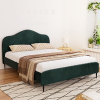 Artiss OLAN Queen Bed Frame Velvet Dark Green
