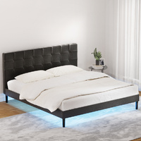Artiss RAVI King Bed Frame LED Black