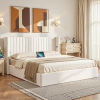 Artiss RITA King Bed Frame Storage USB White Velvet