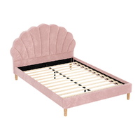 Artiss ROSY Double Bed Frame Scallop Pink Velvet