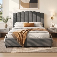 Artiss FION Double Bed Frame - Grey Velvet