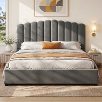 Artiss FION King Bed Frame - Grey Velvet