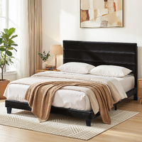 Artiss HUSH King Bed Frame - Black Velvet Headboard