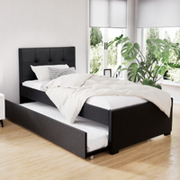 Artiss King Single Trundle Daybed Frame Black