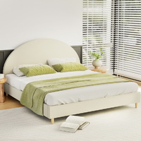 Artiss ELLA King Bed Frame Velvet Cream