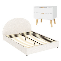 Artiss Queen Bed Frame Bedside Table Set Gas Lift Storage Boucle