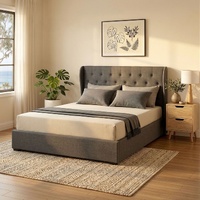 Artiss Gas Lift Queen Bed Frame Bedside Table Bundle 2 Drawer