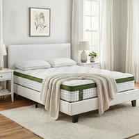 Artiss Double Bed Frame with Hybrid Mattress White PVC Leather
