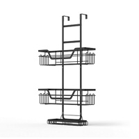 Artiss 2X 3 Tier Over Door Shower Caddy Bathroom Storage - Black