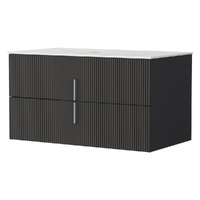 Cefito 900mm Wall Hung Vanity Unit Black Timber