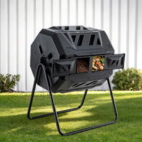 Gardeon 160L Dual-Chamber Compost Tumbler Rotating Composter Black