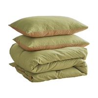 Cosy Club Washed Cotton Quilt Set Double Yellow Lime
