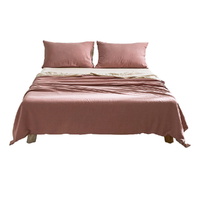 Cosy Club Cotton Bed Sheets Set Double Red Beige