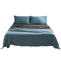 Cosy Club Cotton Bed Sheets Set Single Blue Grey