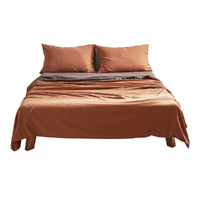 Cosy Club Cotton Bed Sheets Set Single Orange Brown
