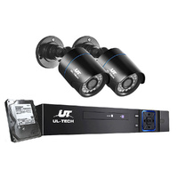 UL TECH 4CH DVR Security System 2 Cameras 1TB Hard Drive