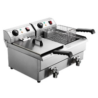 Devanti 20L Stainless Steel Commercial Deep Fryer 6000W Double