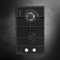 Devanti 2 Burner Built-in Gas Cooktop 30cm Black NG/LPG