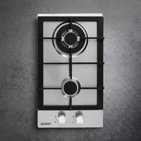 Devanti 30cm 2 Burner Gas Cooktop Silver