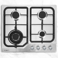 Devanti 60cm 4 Burner Gas Cooktop Silver