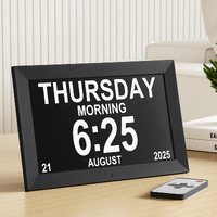 Artiss 10" Digital Day Clock Alarm Calendar Black Desk Clock
