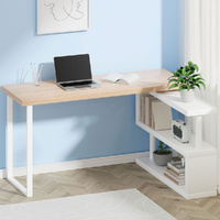 Artiss 140cm Corner Computer Desk with Bookshelf