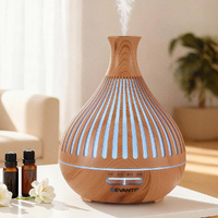 Devanti Ultrasonic Aroma Diffuser 400ml LED Lights Humidifier Light Wood