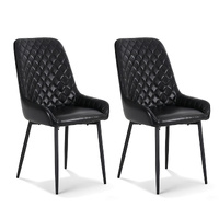 Artiss 2x Retro Dining Chairs PU Leather Kitchen Cafe Black