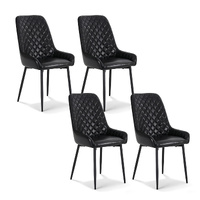 Artiss 4x Retro Dining Chairs PU Leather Kitchen Cafe Black