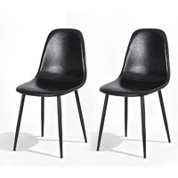 Artiss 2x Retro Dining Chairs PU Leather Kitchen Cafe Black