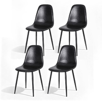 Artiss 4x Retro Dining Chairs PU Leather Kitchen Cafe Black