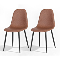 Artiss 2x Retro Dining Chairs PU Leather Kitchen Cafe Brown